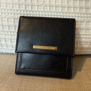 Villager Liz Claiborne Black Leather Women's Wallet Card Holder Trifold Button